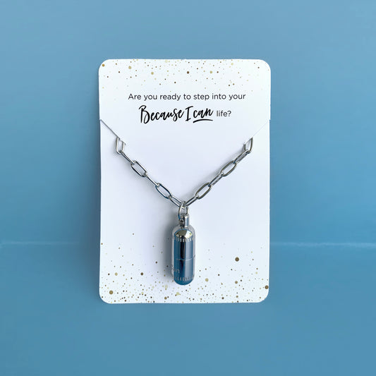 Silver Because I Can Capsule Necklace