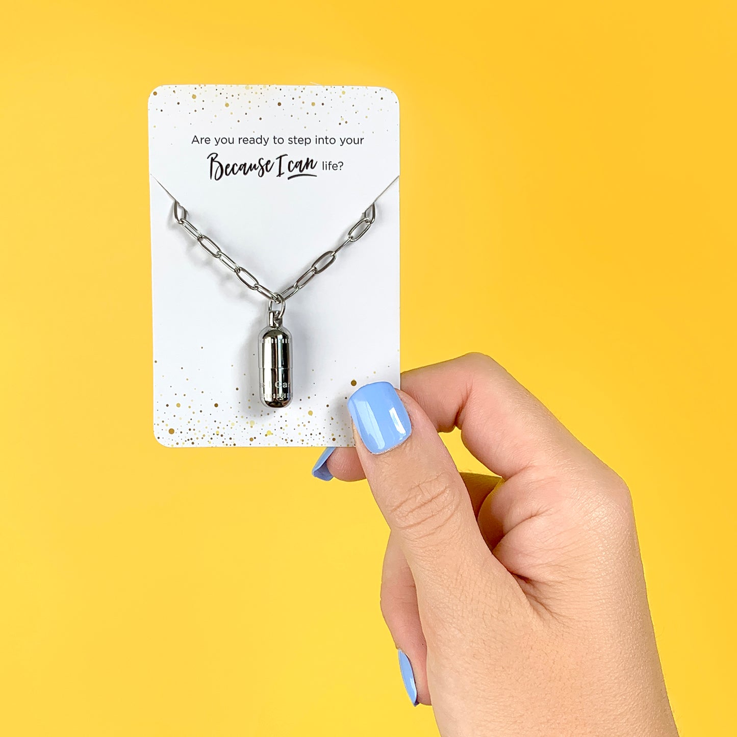 SOLD OUT! Silver Because I Can Capsule Necklace